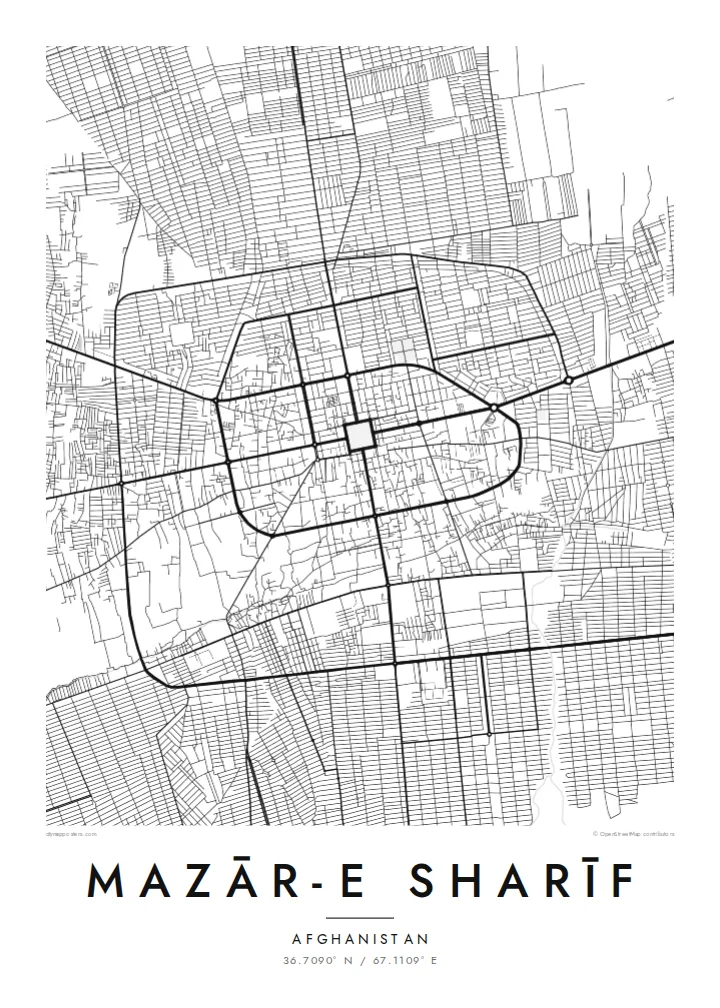 Mazār-e Sharīf map poster