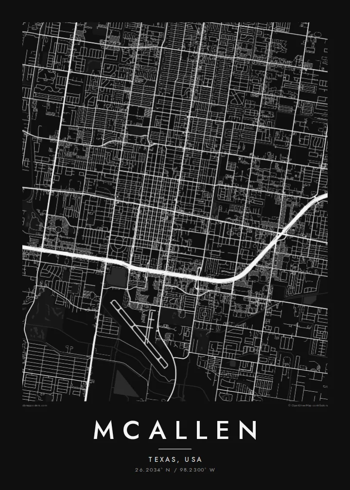 McAllen map poster — Noir style
