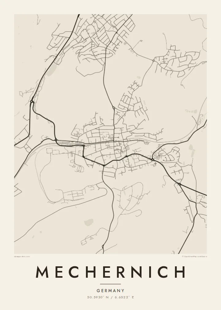 Mechernich map poster — Paper style