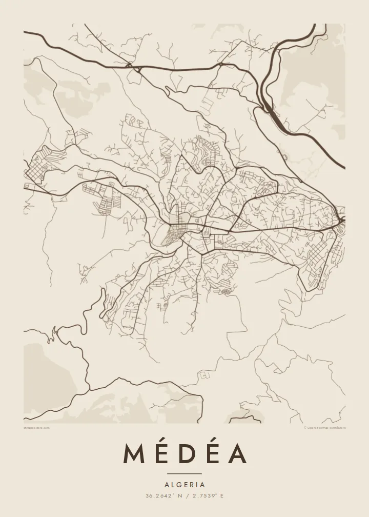 Médéa map poster — Sand style