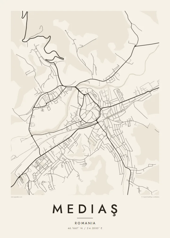 Mediaş map poster — Paper