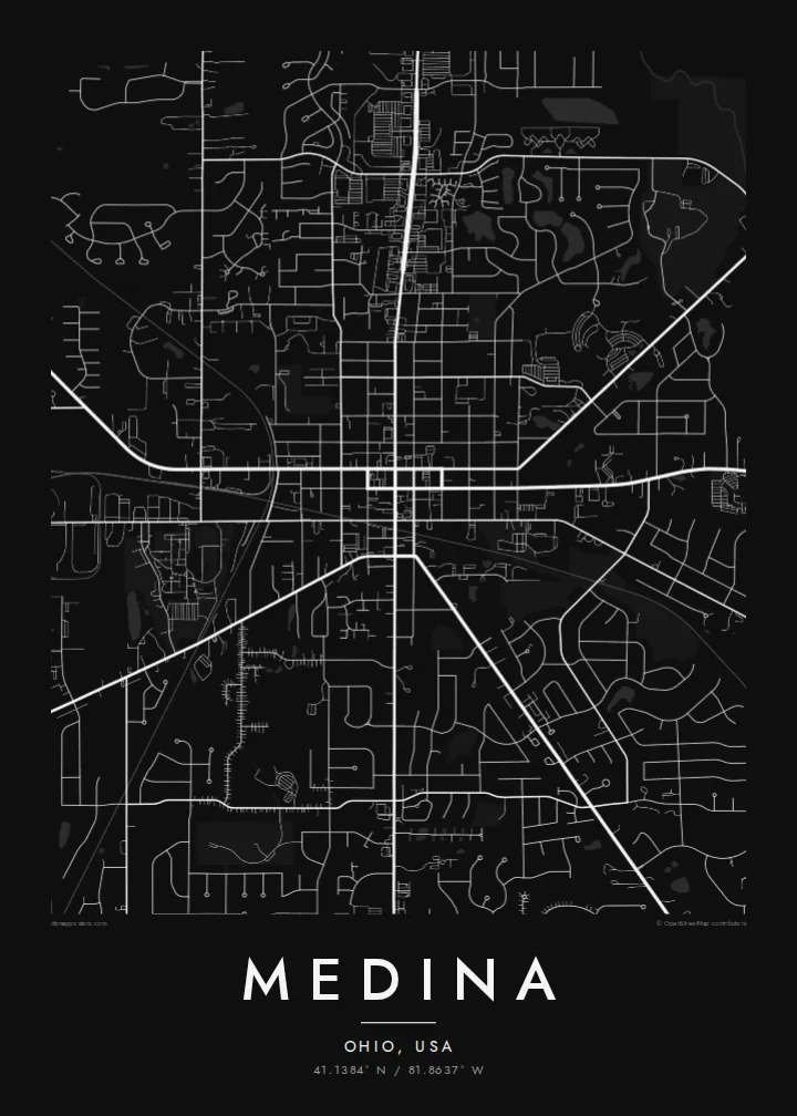 Medina map poster — Noir style