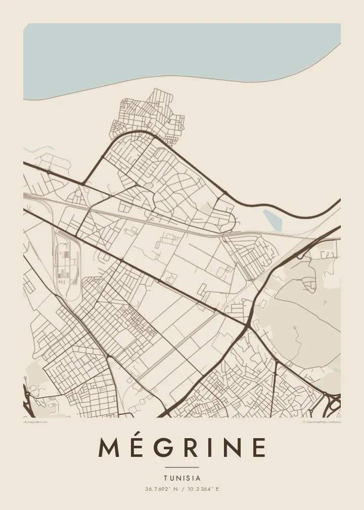 Mégrine map poster — Sand