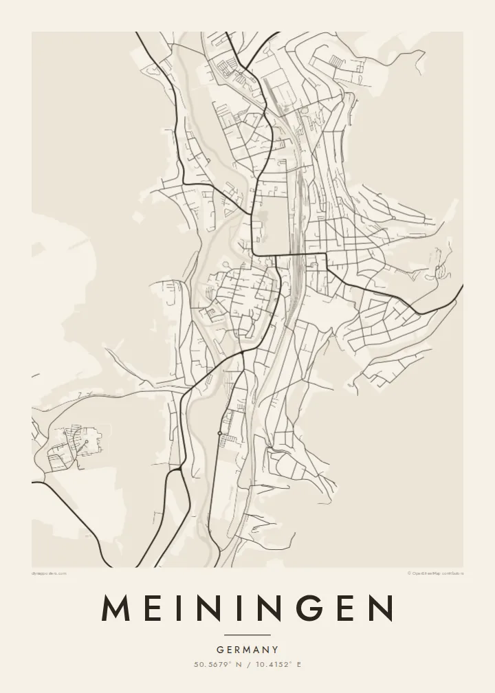 Meiningen map poster — Paper style