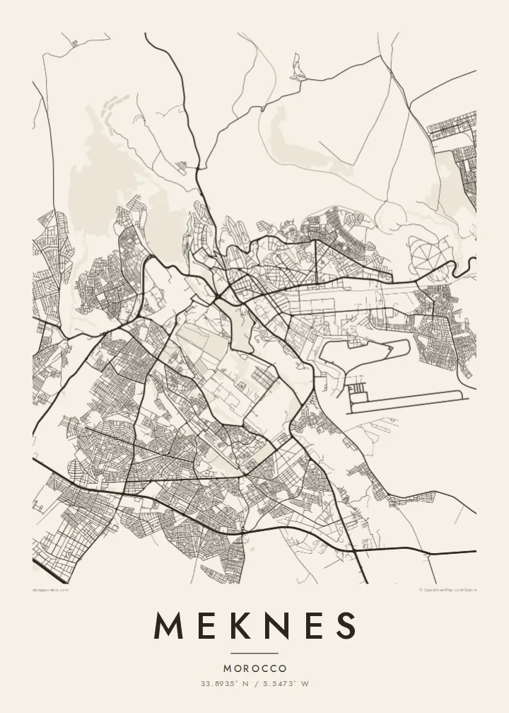 Meknes map poster — Paper