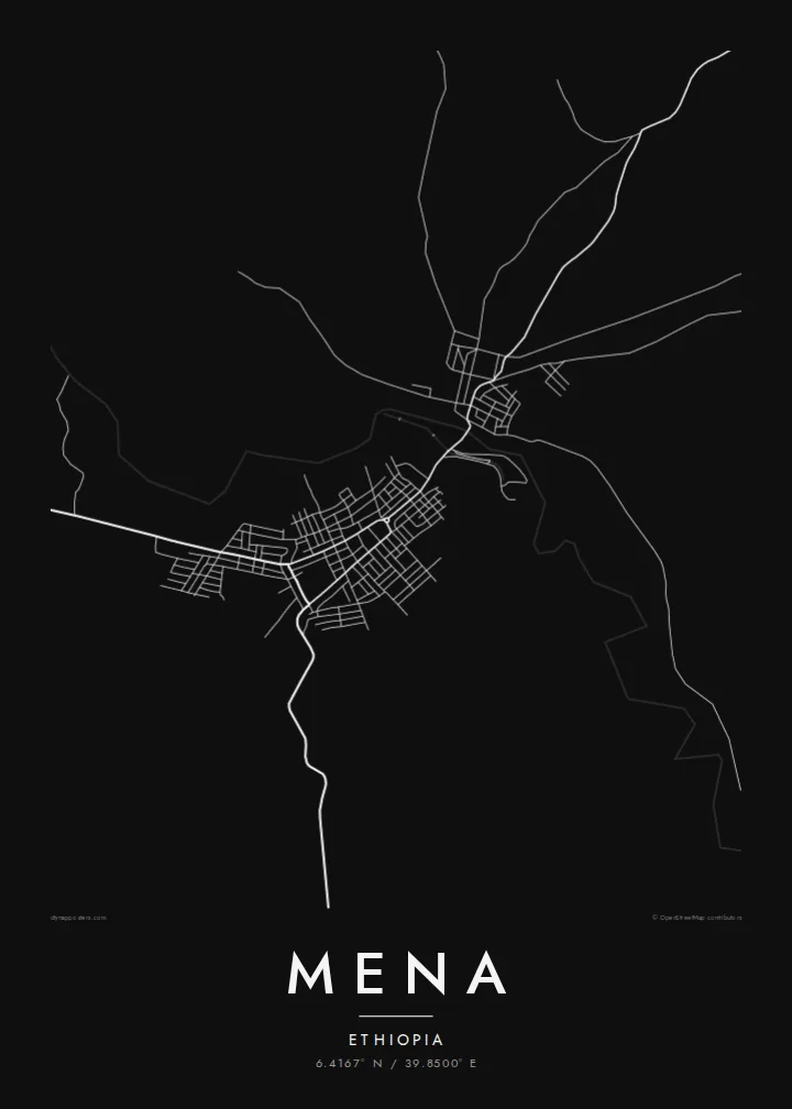 Mena map poster — Noir style