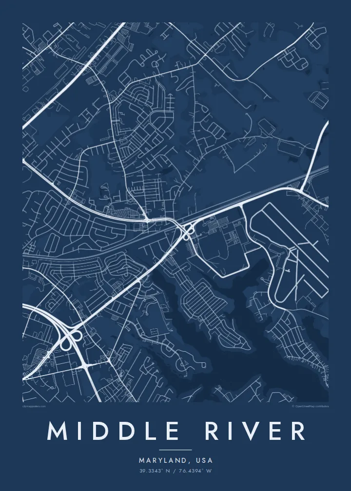 Middle River map poster — Blueprint