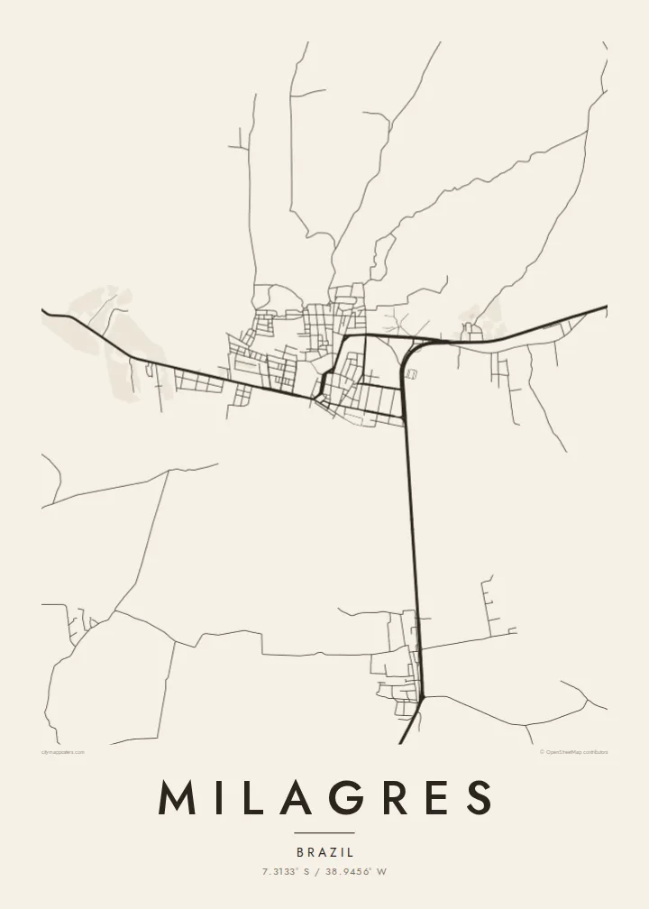 Milagres map poster — Paper