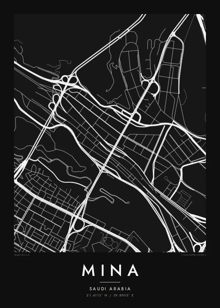 Mina map poster — Noir style