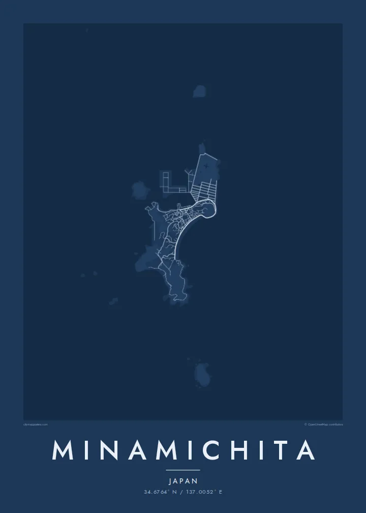 Minamichita map poster — Blueprint style
