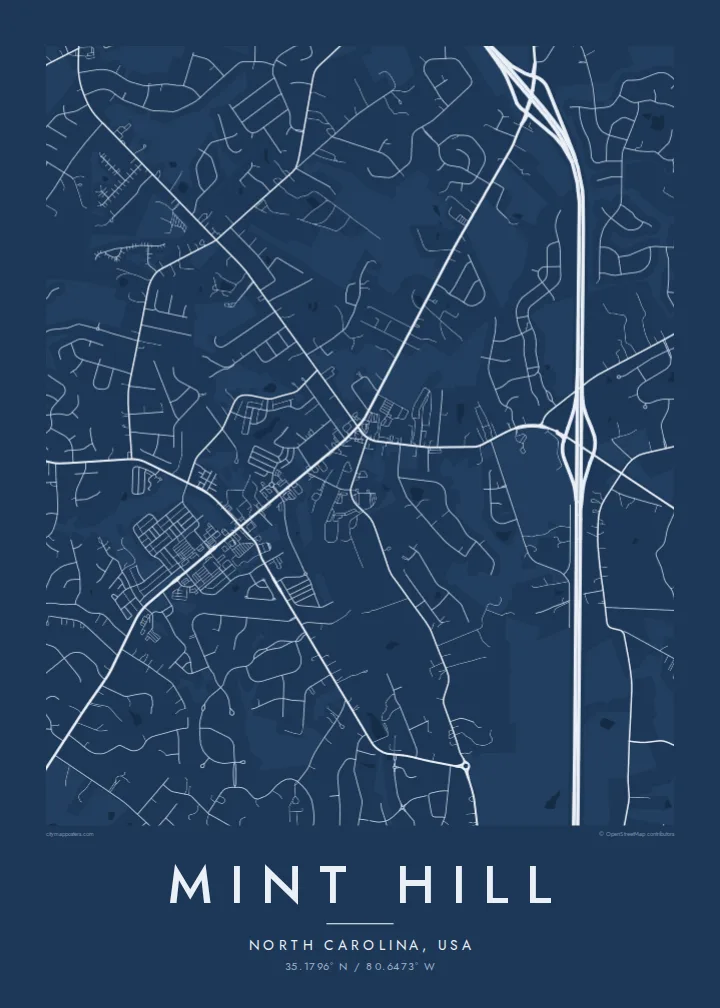 Mint Hill map poster — Blueprint