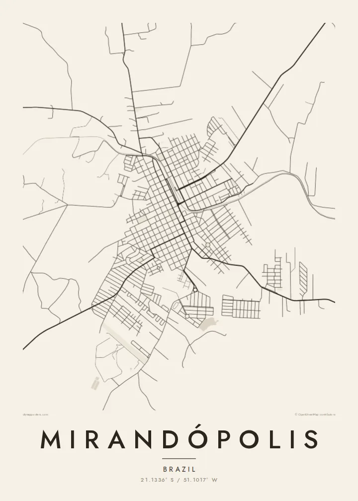 Mirandópolis map poster — Paper