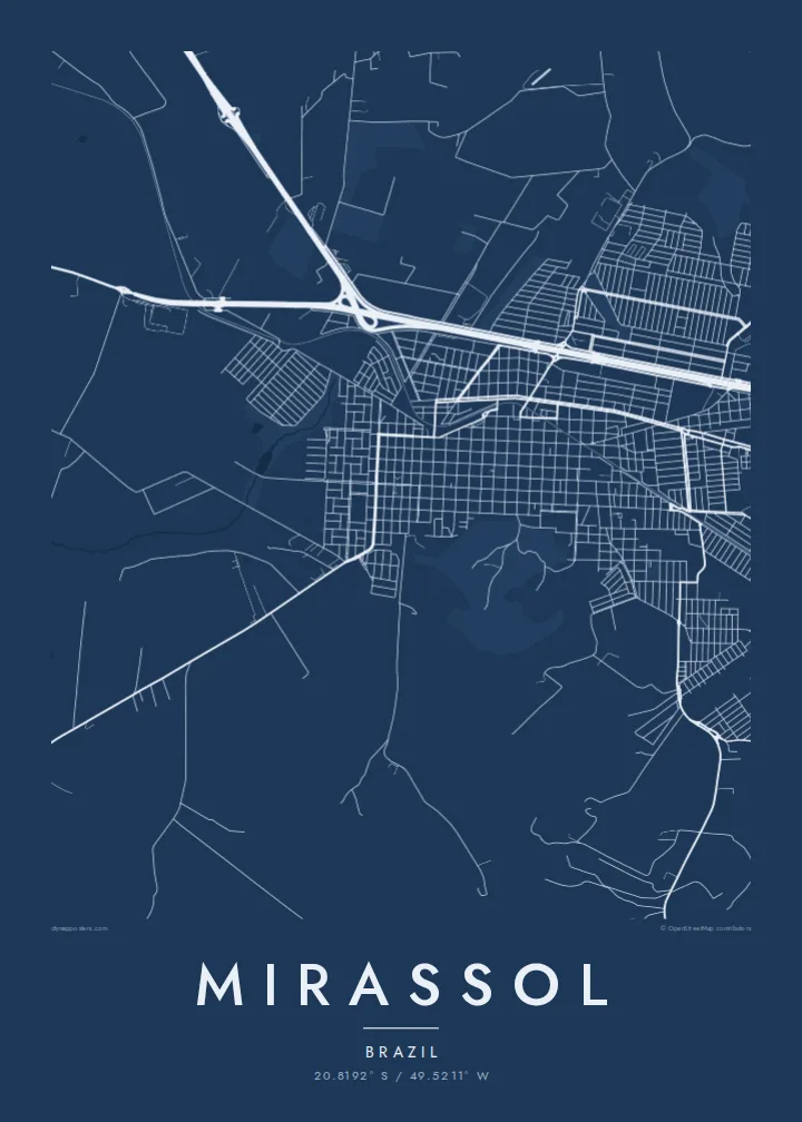 Mirassol map poster — Blueprint style