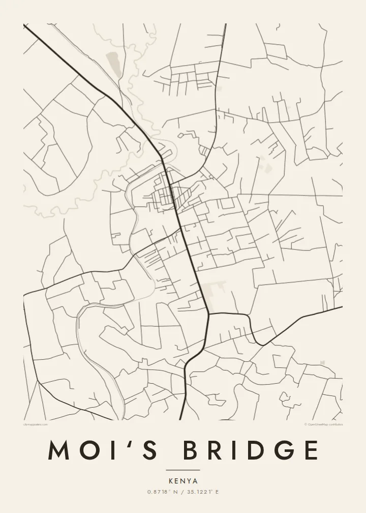 Moi‘s Bridge map poster — Paper style