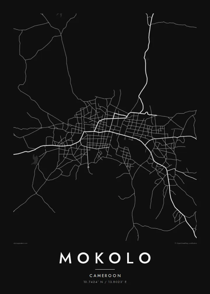 Mokolo map poster — Noir