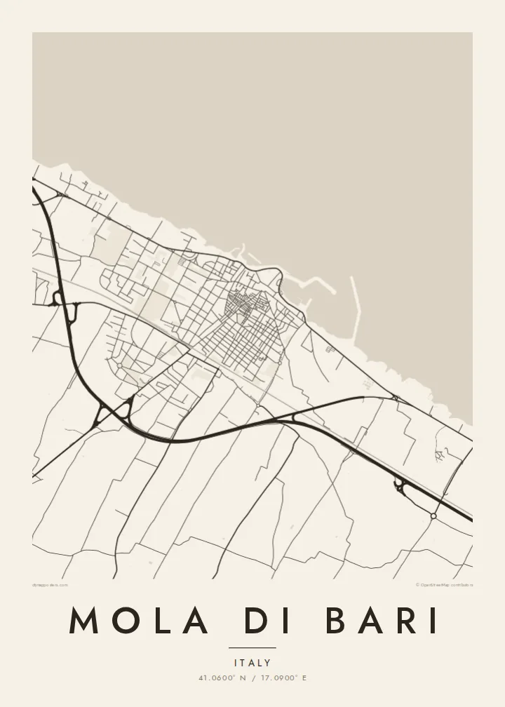 Mola di Bari map poster — Paper style