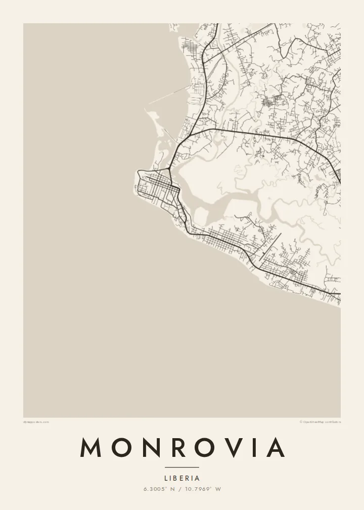 Monrovia map poster — Paper style