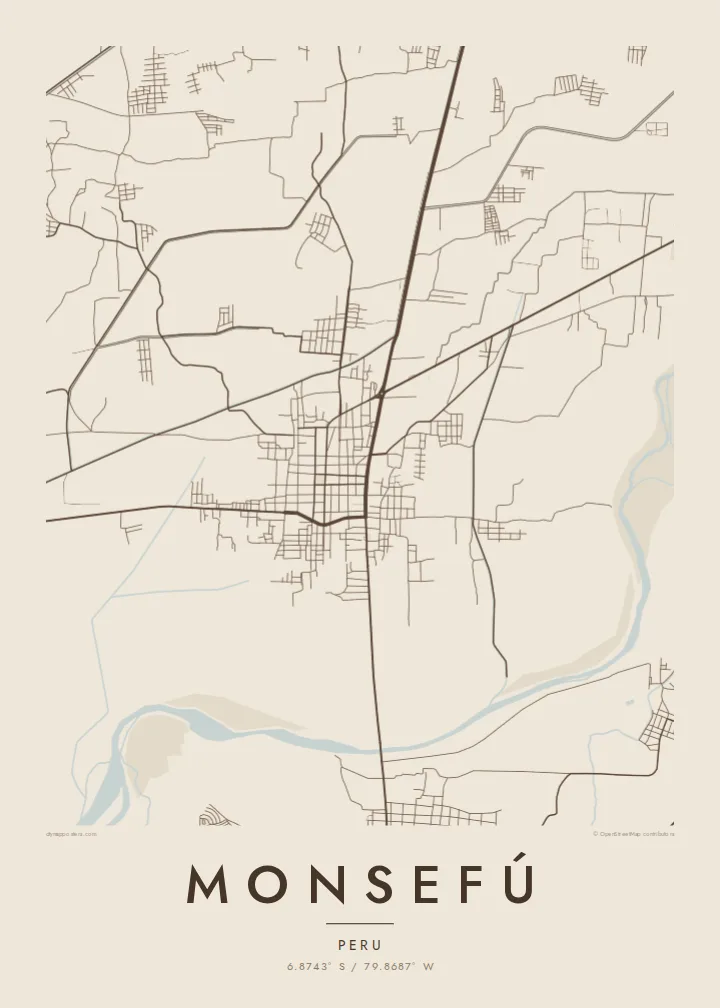 Monsefú map poster — Sand