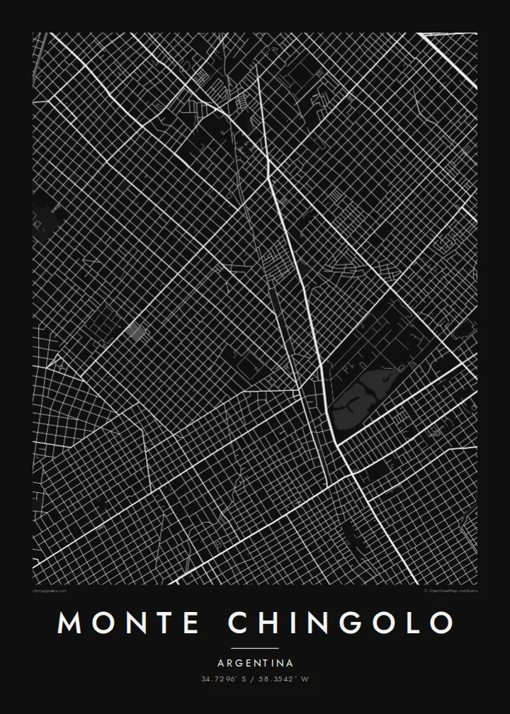 Monte Chingolo map poster — Noir