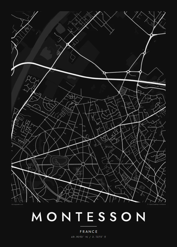 Montesson map poster — Noir