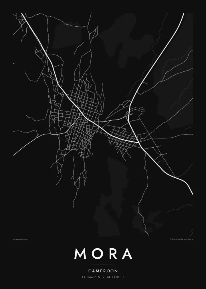 Mora map poster — Noir style