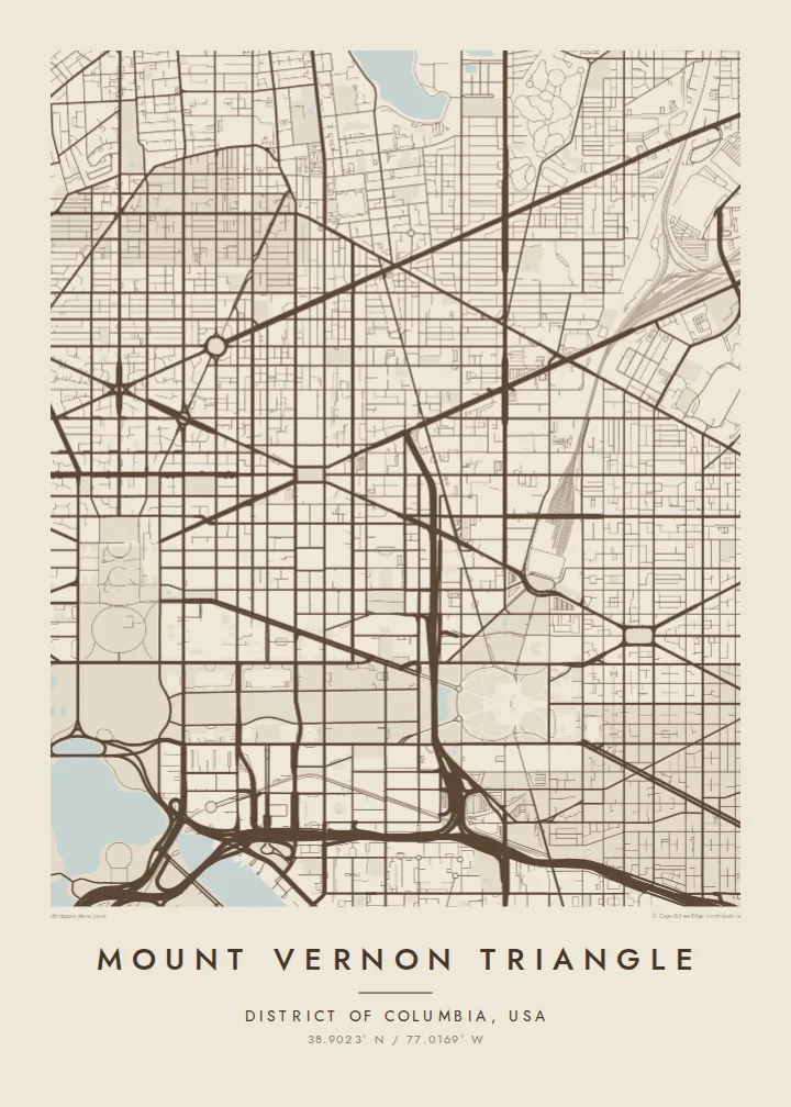 Mount Vernon Triangle map poster — Sand