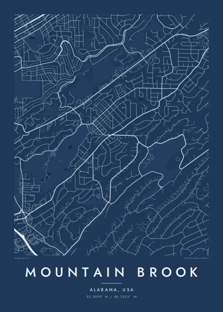 Mountain Brook map poster — Blueprint