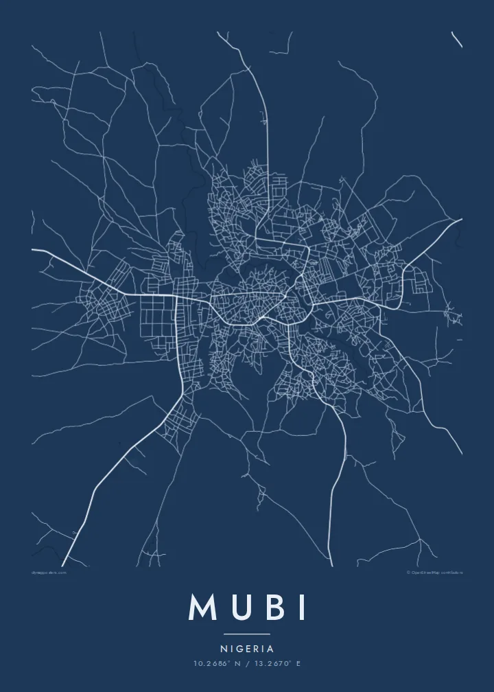 Mubi map poster — Blueprint style