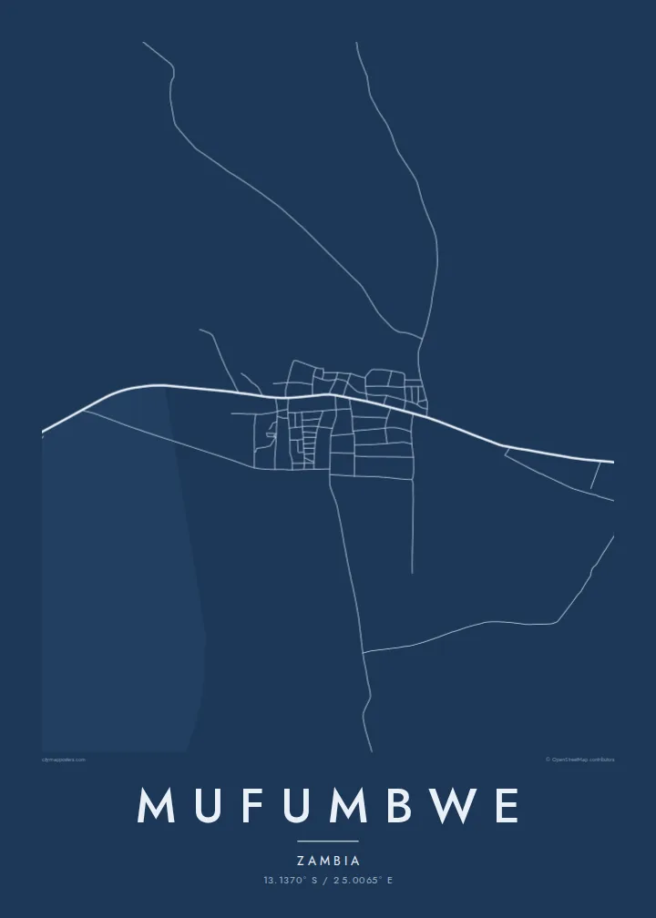 Mufumbwe map poster — Blueprint style