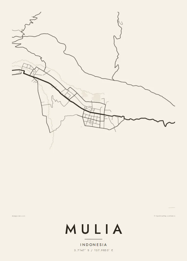 Mulia map poster — Paper style
