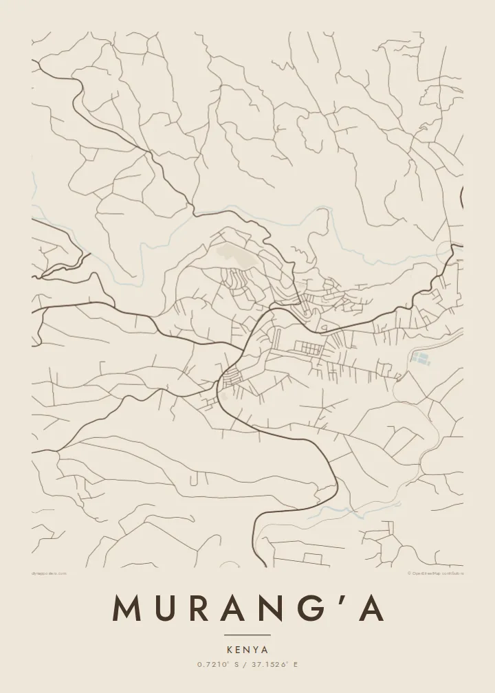 Murang’a map poster — Sand style