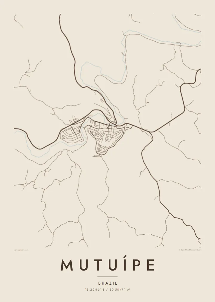 Mutuípe map poster — Sand style