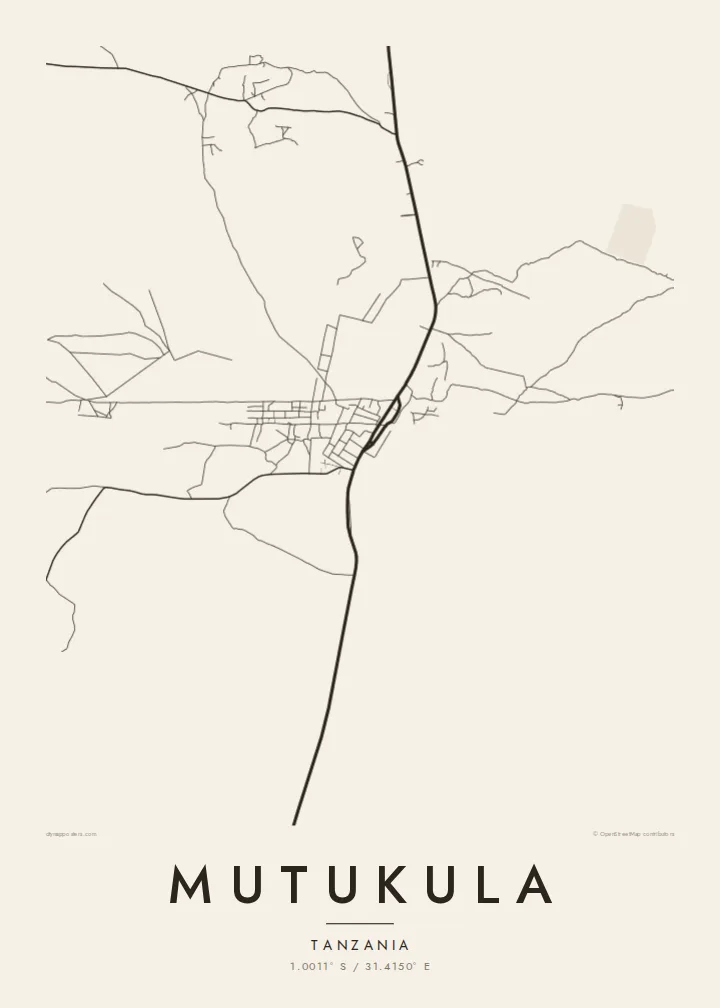 Mutukula map poster — Paper style