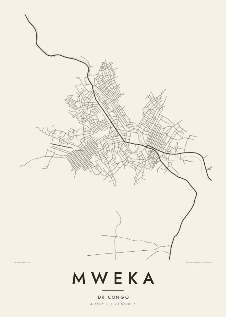 Mweka map poster — Paper style