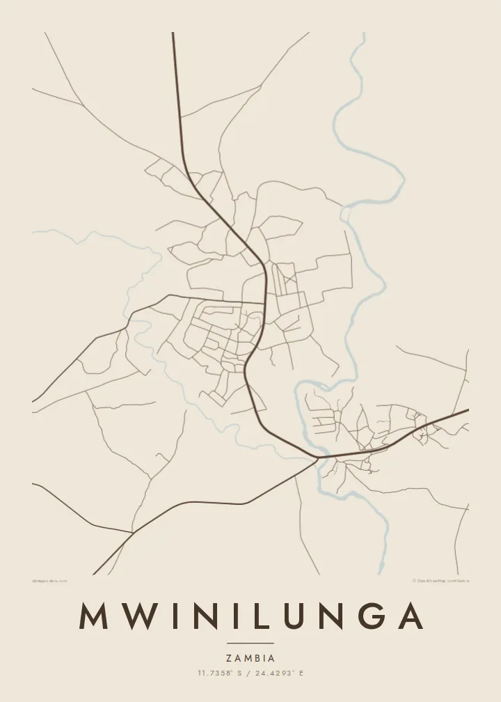 Mwinilunga map poster — Sand