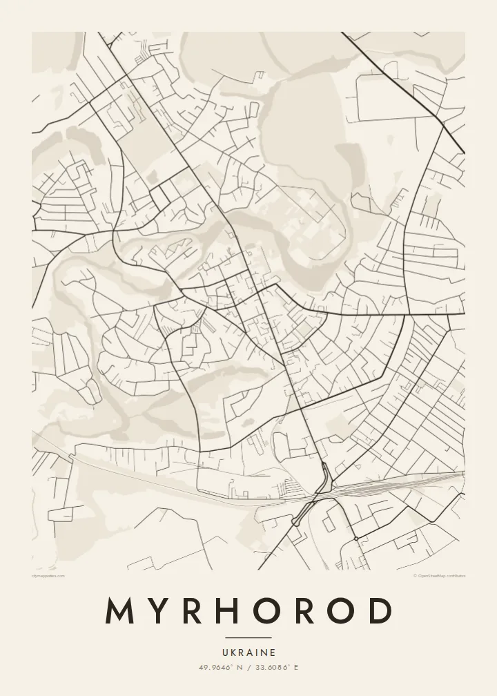 Myrhorod map poster — Paper style