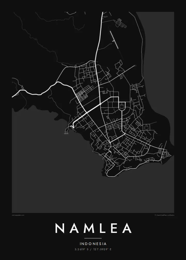 Namlea map poster — Noir style