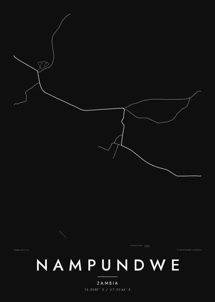Nampundwe map poster — Noir style