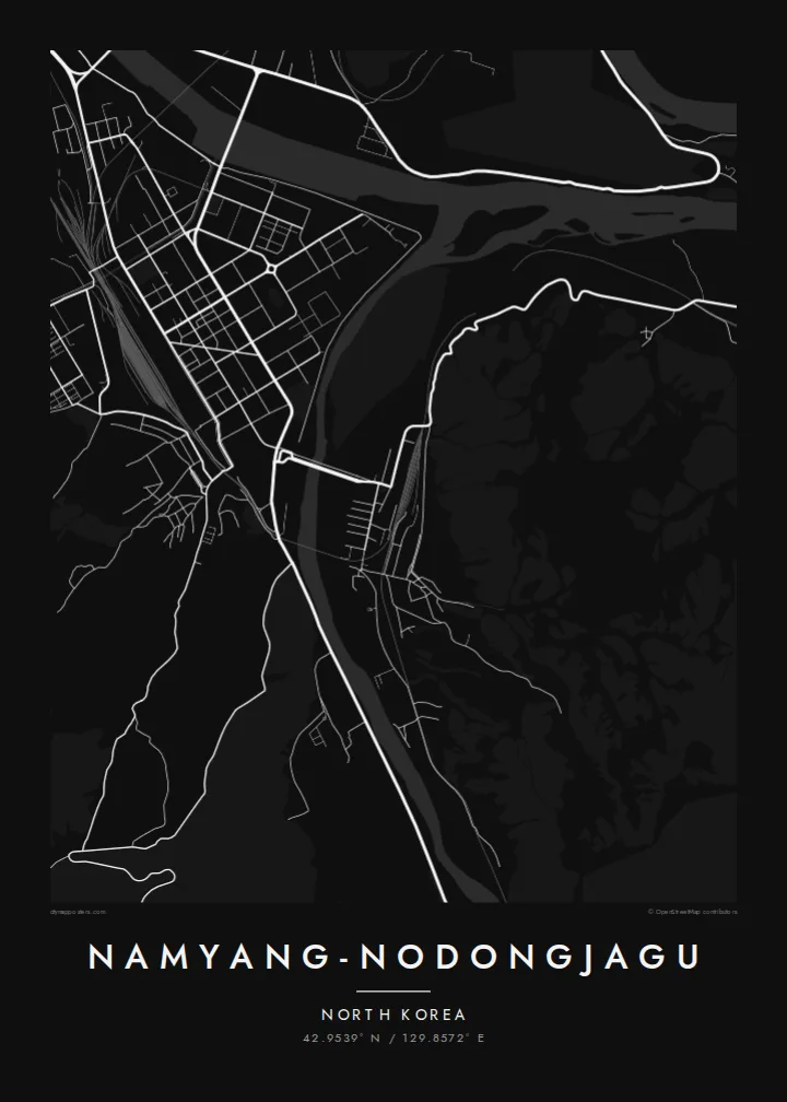 Namyang-nodongjagu map poster — Noir style