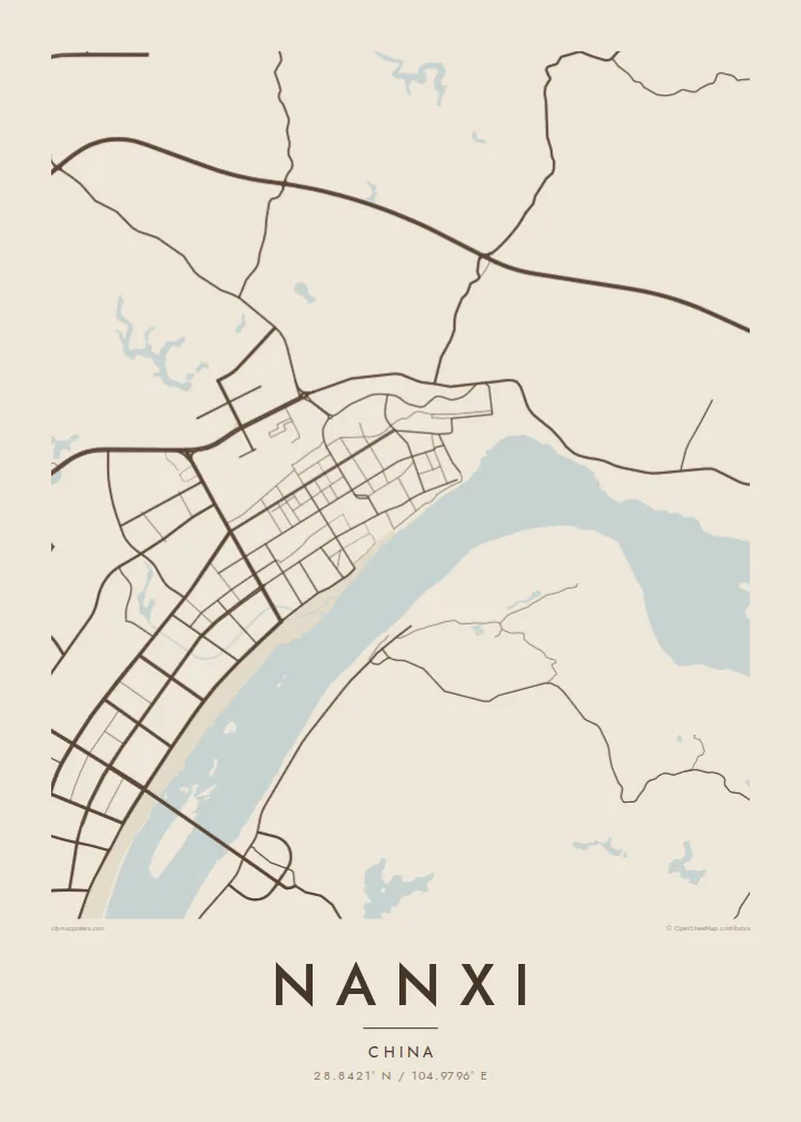 Nanxi map poster — Sand