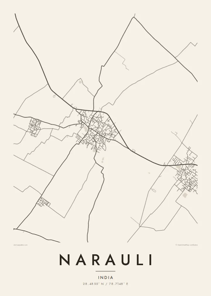 Narauli map poster — Paper style