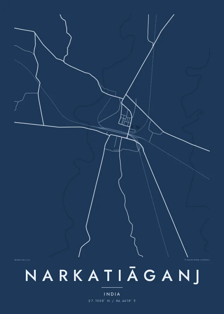 Narkatiāganj map poster — Blueprint style