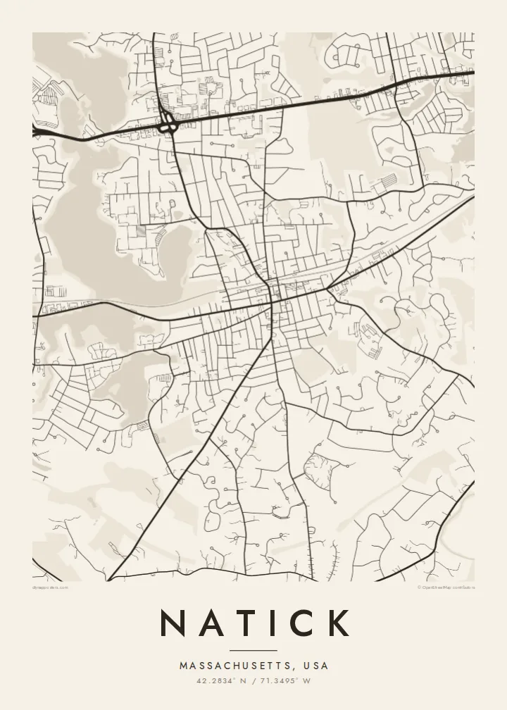 Natick map poster — Paper style