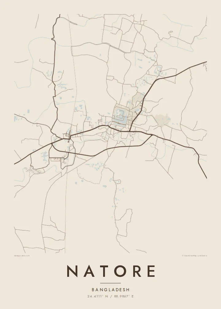 Natore map poster — Sand style