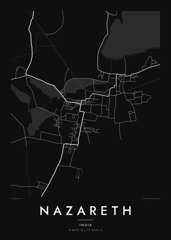 Nazareth map poster — Noir style