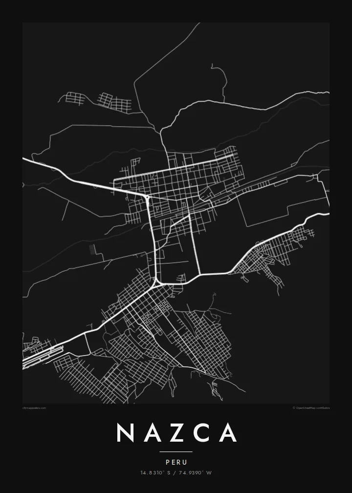 Nazca map poster — Noir