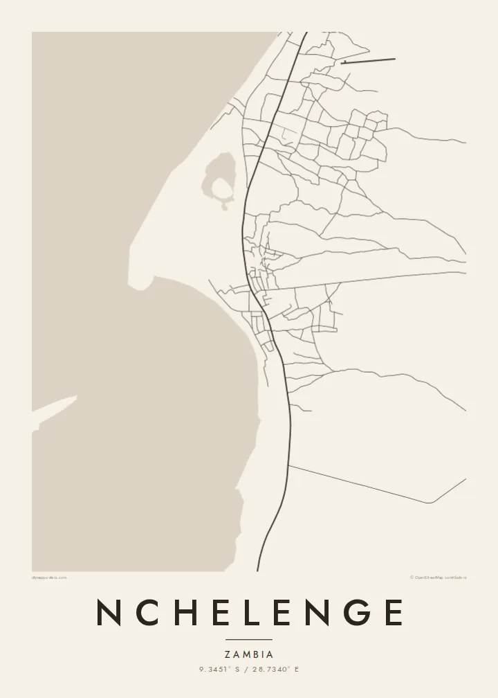 Nchelenge map poster — Paper style