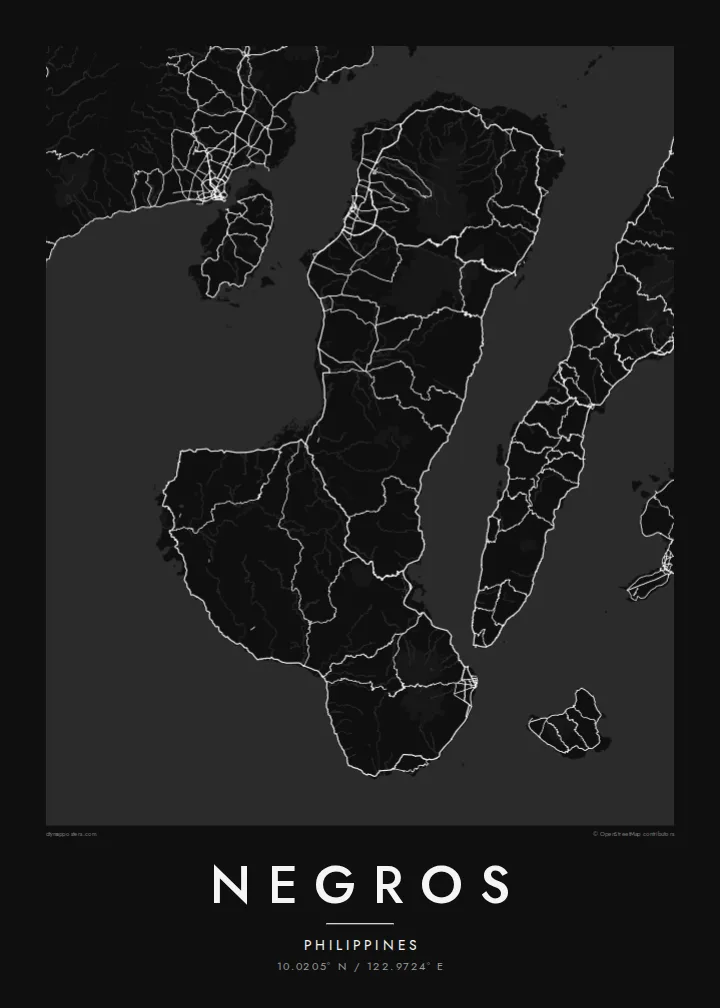 Negros map poster — Noir style