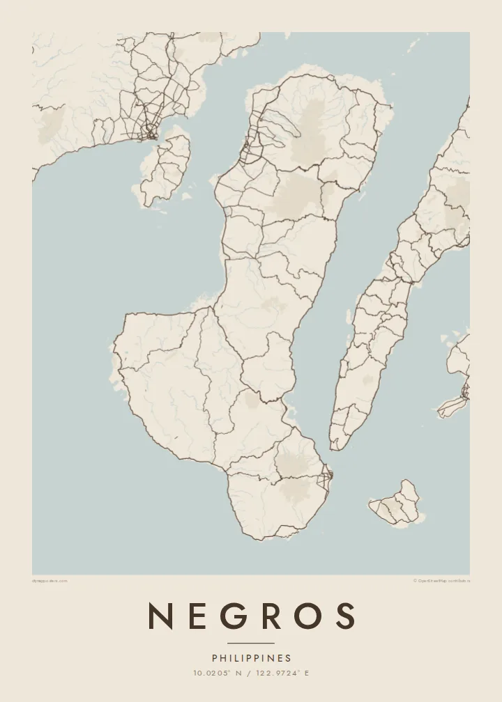 Negros map poster — Sand style