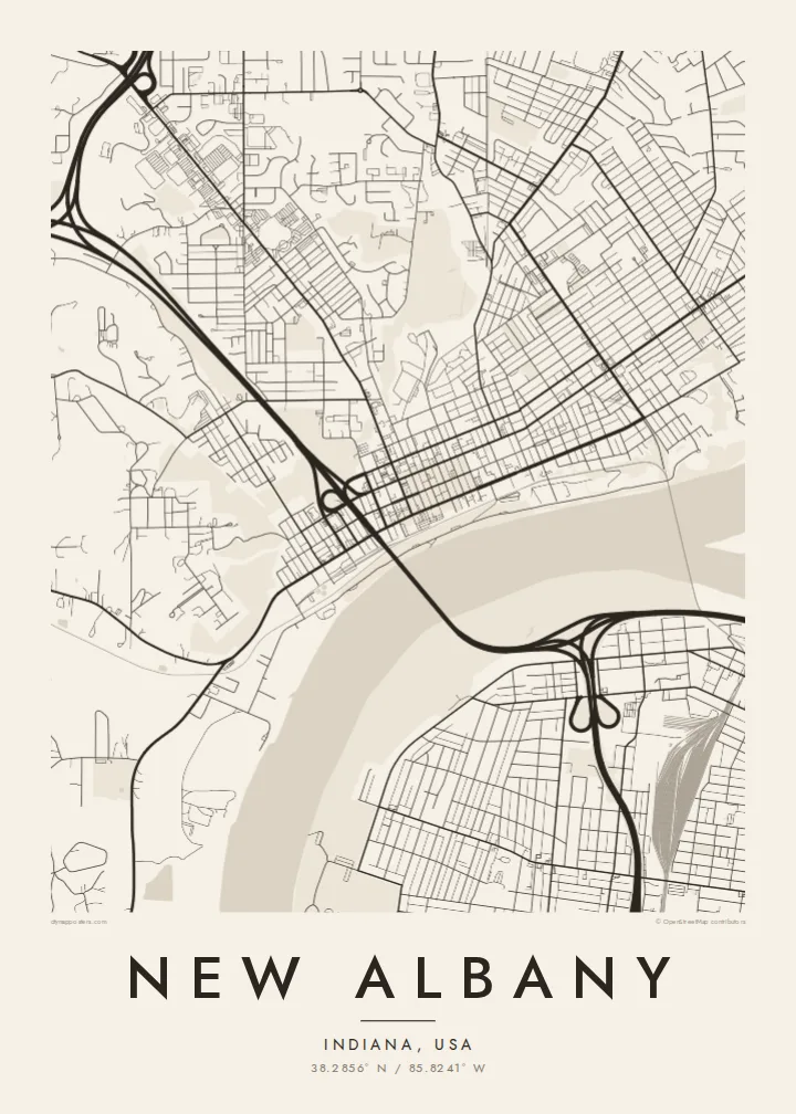 New Albany map poster — Paper style